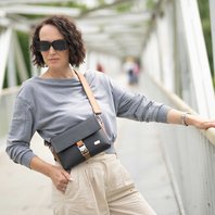 Crossbody kabelka/ledvinka ELVEE černá, hnědá metalíza