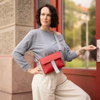 Crossbody kabelka/ledvinka ELVEE červená, šedá