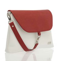 Malá, klopová, crossbody kabelka LENA červená + bílá