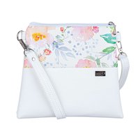 Malá crossbody kabelka MANON bílá s akvarelovými letními květy Malá crossbody kabelka MANON bílá s akvarelovými letními květy