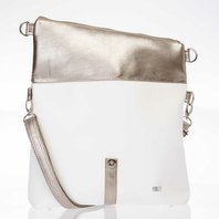 Střední překlápěcí  kabelka JELA bílá + zlatostříbrná